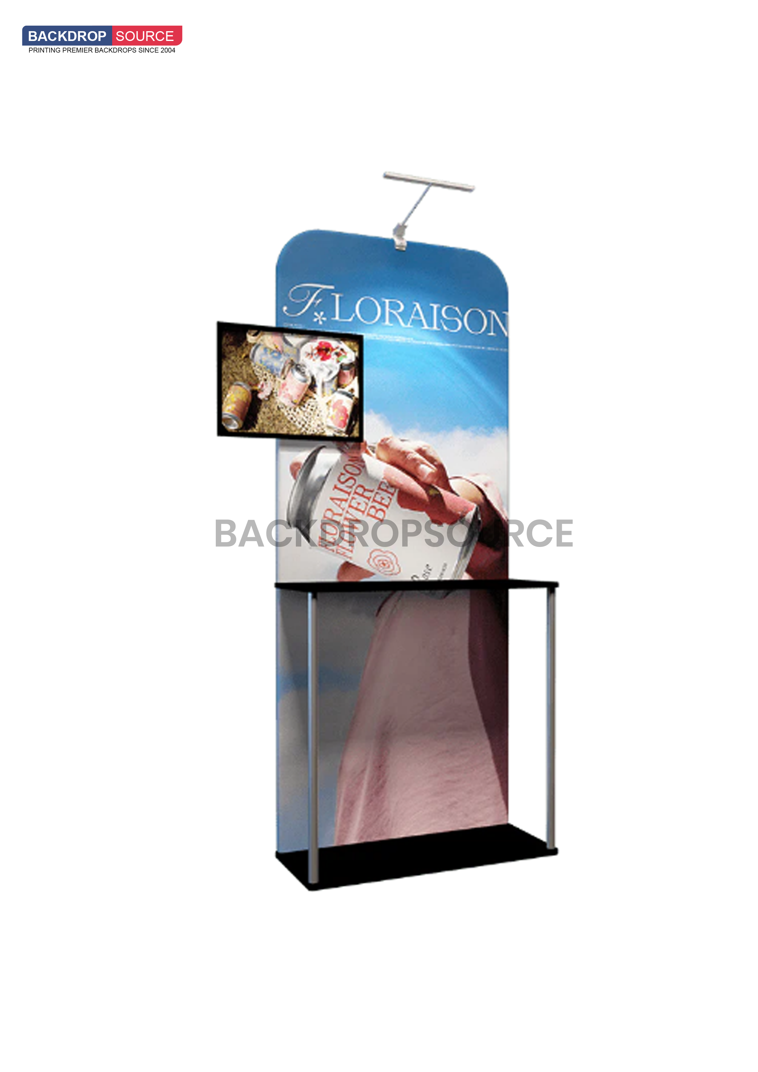 Exhibit Display stand with Shelves & TV mount