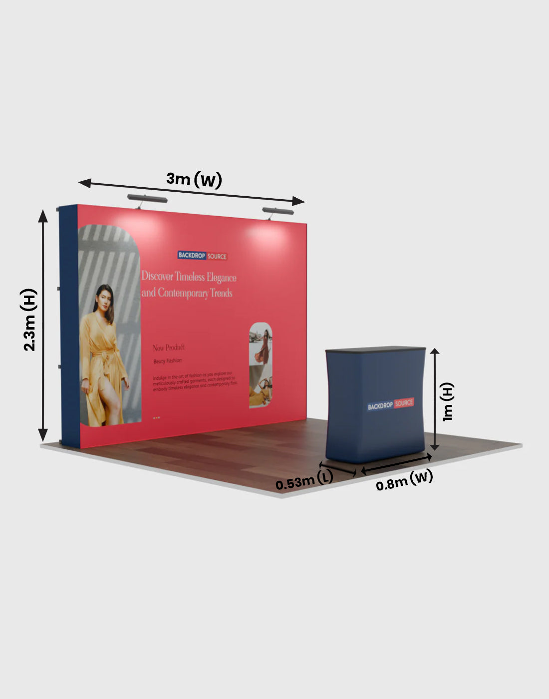 10ft x 10ft Straight Popup Exhibit Pro 3-in-1 Display Kit with Illume Lights