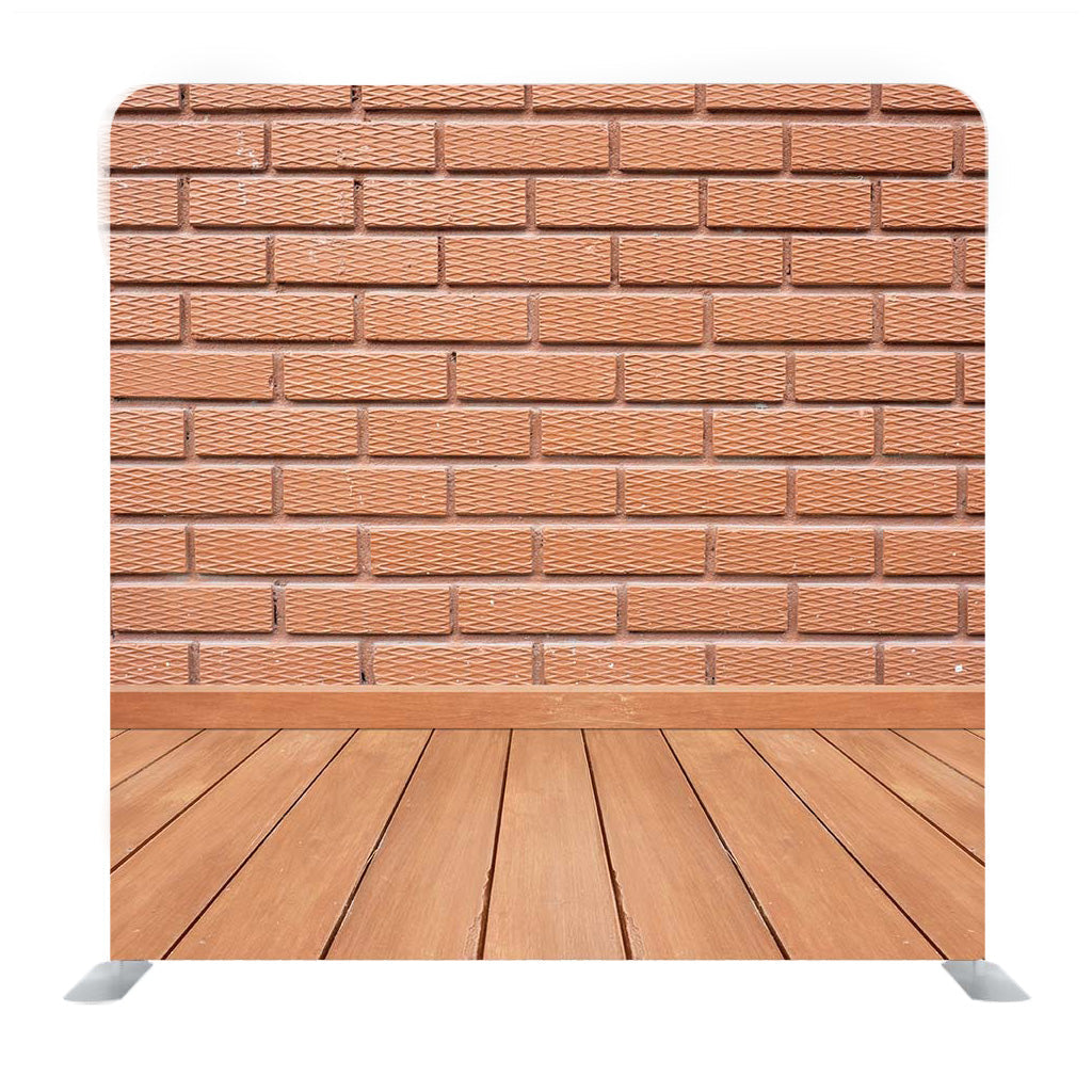 Brown Bricks Wall And Wooden Tension Fabric Backdrop – Backdropsource India